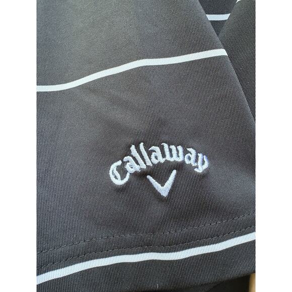 Callaway Golf Opti-Dri Polo Shirt Mens Large Black Stripe Athletic Performance - Picture 4 of 5